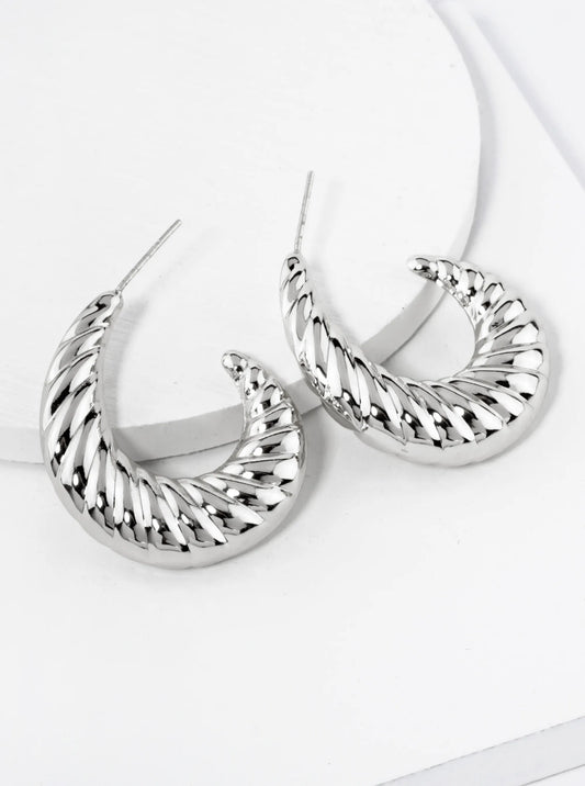 18K Gold Dipped 30mm Hollow Croissant Hoop Earrings