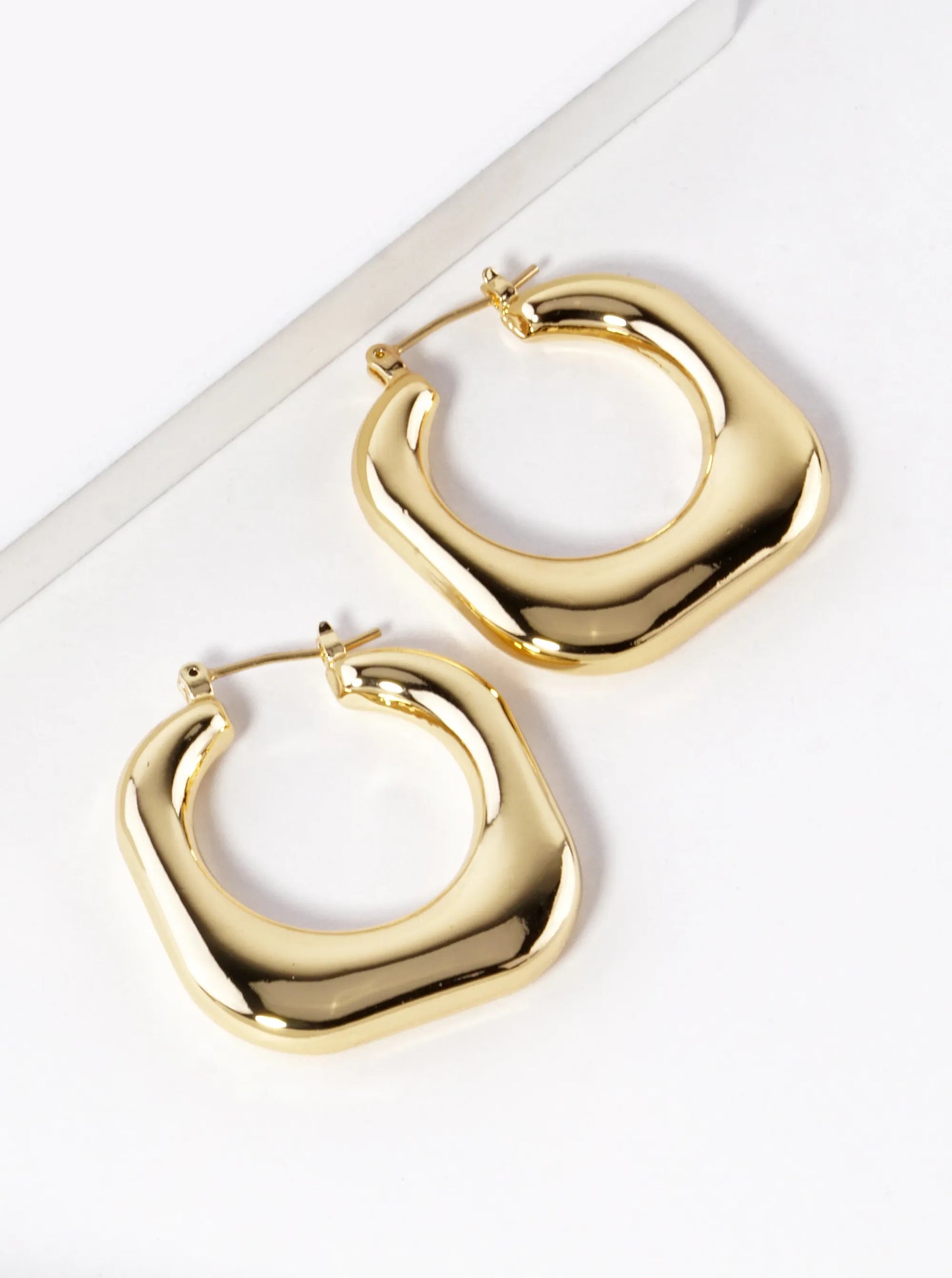 18K Gold Dipped 30mm Hollow Square Hoop Earrings