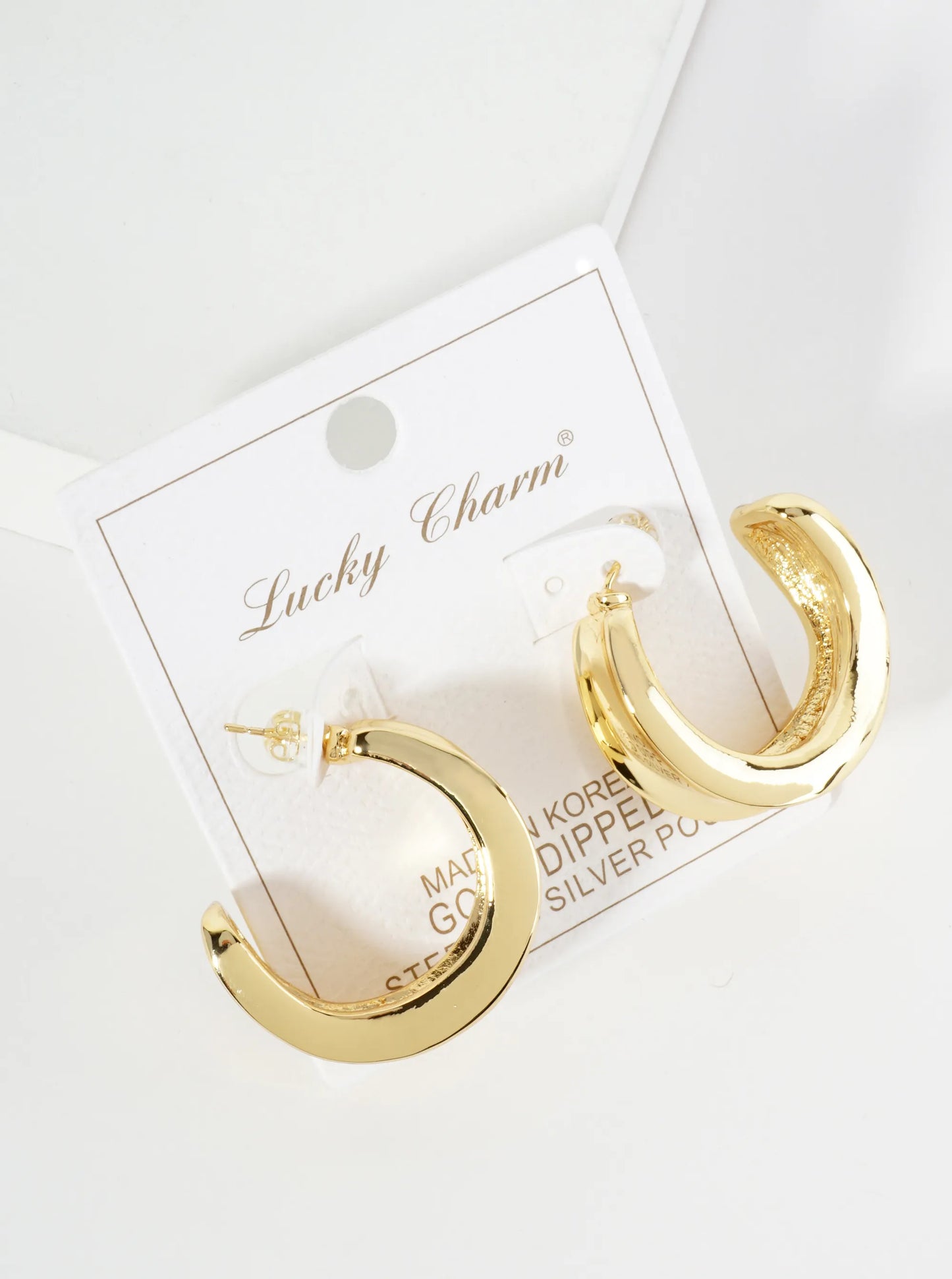 18K Gold Dipped 30mm Hoop Earrings With A Concave Center