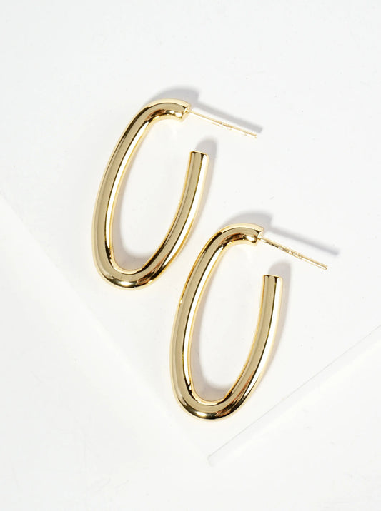 18K Gold Dipped 30mm Oval Hoop Earrings