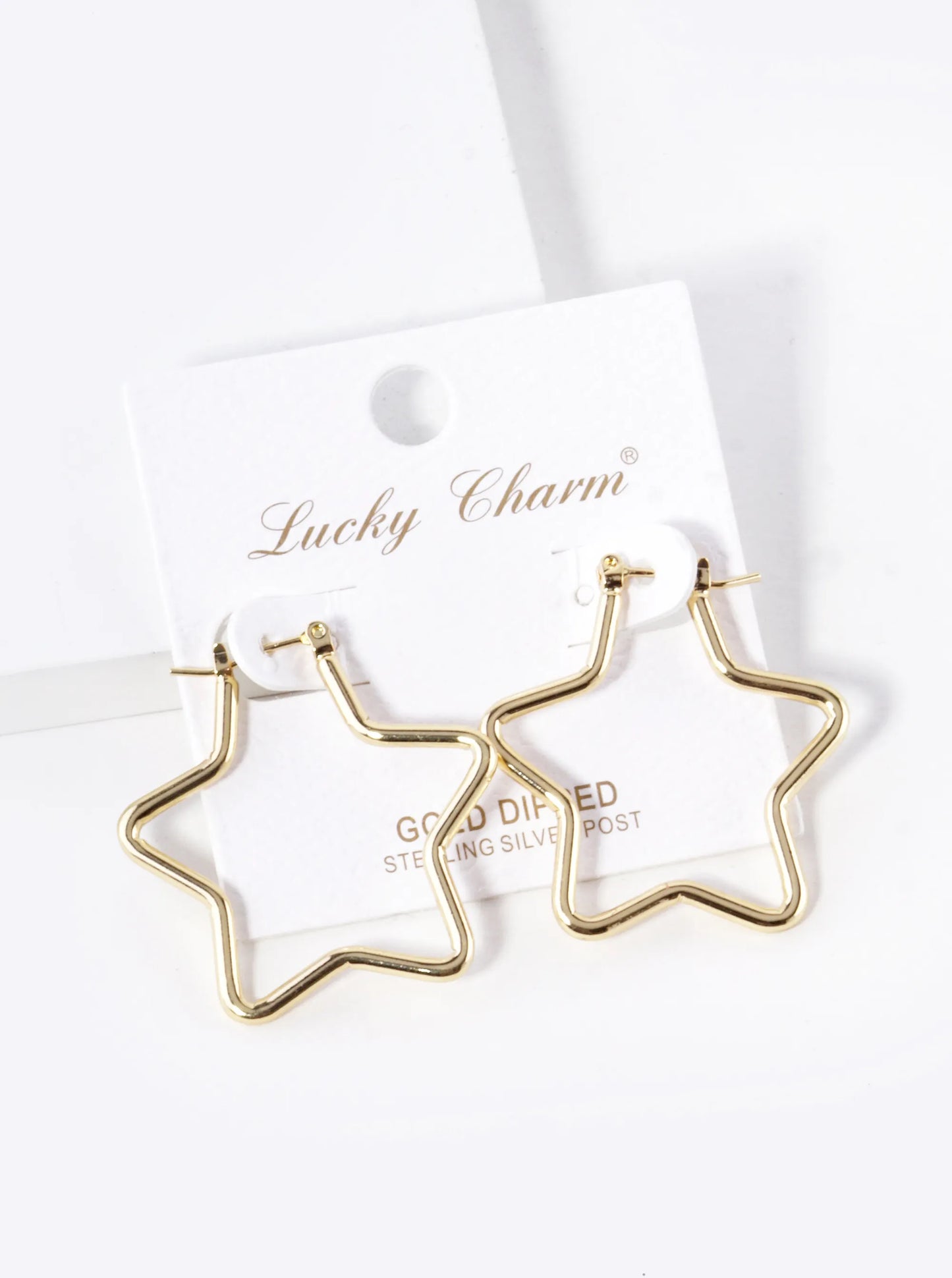 18K Gold Dipped 30mm Star Hoop Earrings