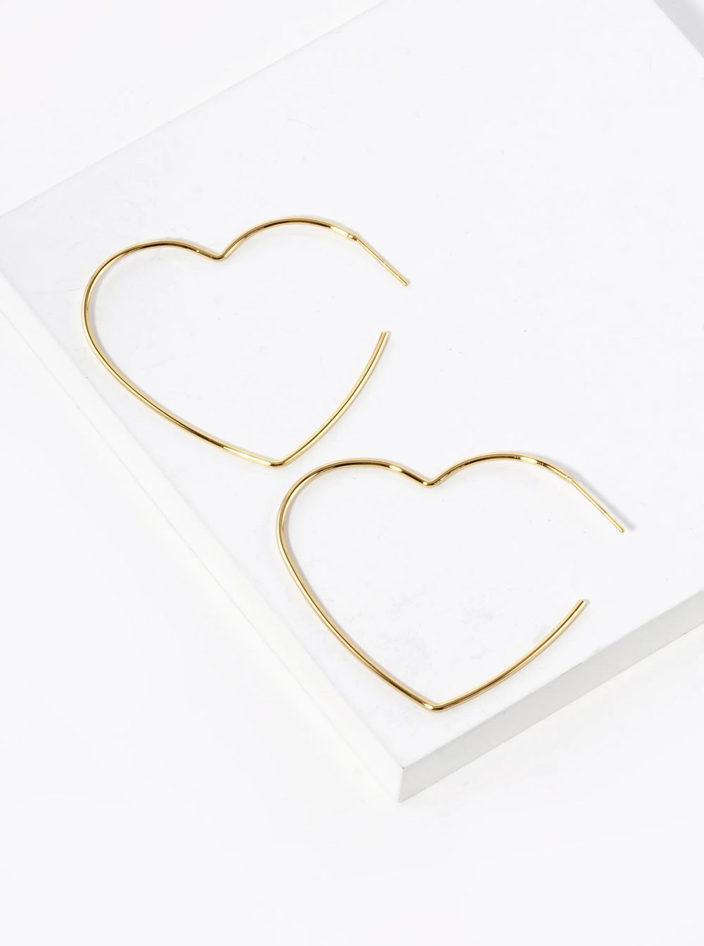 18K Gold Dipped 35mm Heart Shape Lightweight Open Hoop Earrings