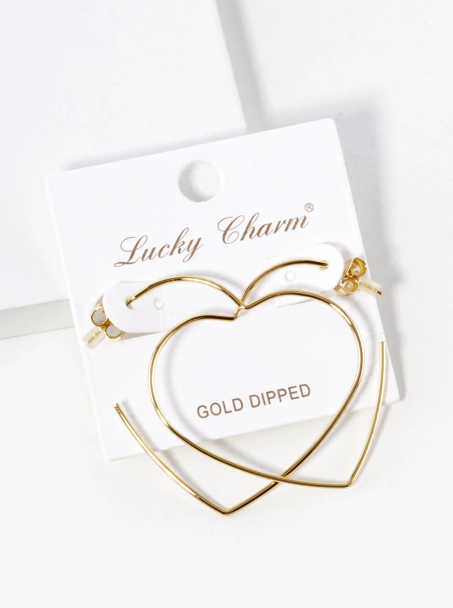 18K Gold Dipped 35mm Heart Shape Lightweight Open Hoop Earrings
