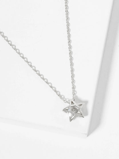 18K Gold Dipped 3D Star Pendant With CZ Stone Necklace