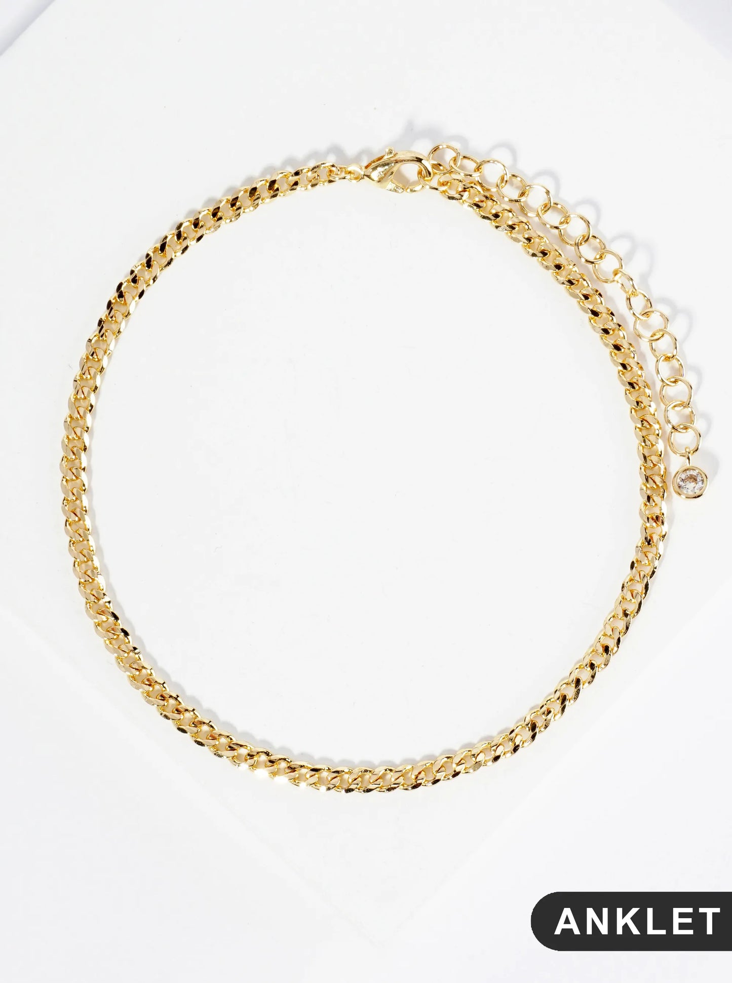 18K Gold Dipped 3mm Brass Cuban Chain Anklet
