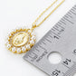 18K Gold Dipped 3mm Pearl Beaded CZ Oval Miraculous Medal Pendant Religious Necklace