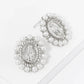 18K Gold Dipped 3mm Pearl Beaded CZ Oval Miraculous Medal Stud Earrings