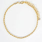 18K Gold Dipped 3mm Textured Brass Rope Chain Anklet