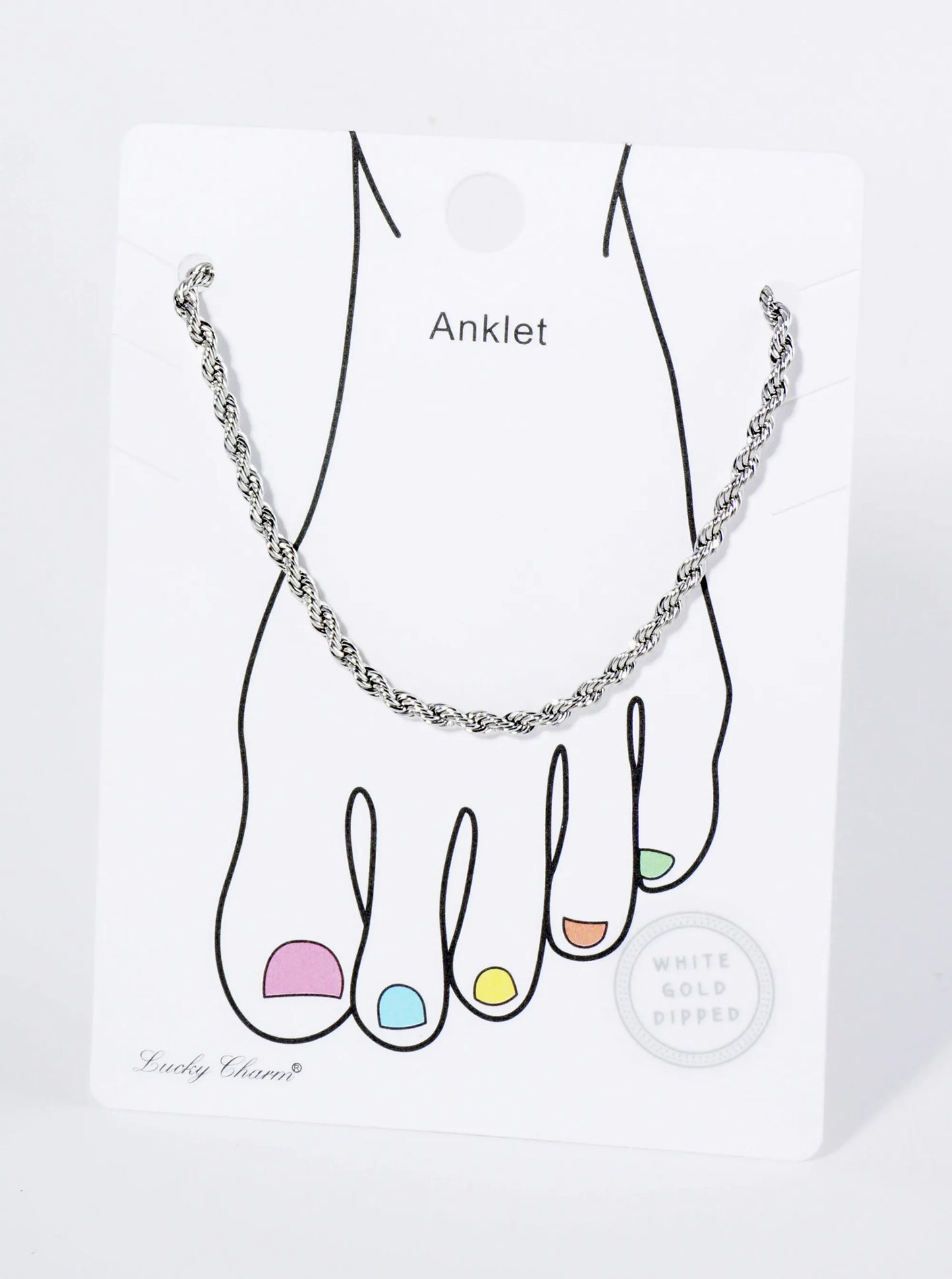 18K Gold Dipped 3mm Textured Brass Rope Chain Anklet