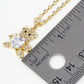 18K Gold Dipped 4-Prong Heart CZ Stone Pave Set Teddy Bear Pendant Necklace
