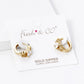 18K Gold Dipped 4-Prong Oval Cubic Zirconia Butterfly 13mm Huggie Hoop Earrings