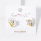 18K Gold Dipped 4-Prong Rectangle Cubic Zirconia Accent Huggie Hoop Earrings