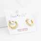 18K Gold Dipped 4-Prong Setting CZ Stones 13mm Brass Huggie Hoop Earrings
