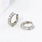 18K Gold Dipped 4-Prong Setting CZ Stones 13mm Brass Huggie Hoop Earrings