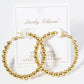 18K Gold Dipped 45mm Brass Ball Beaded Hoop Earrings With Latch Back Closure