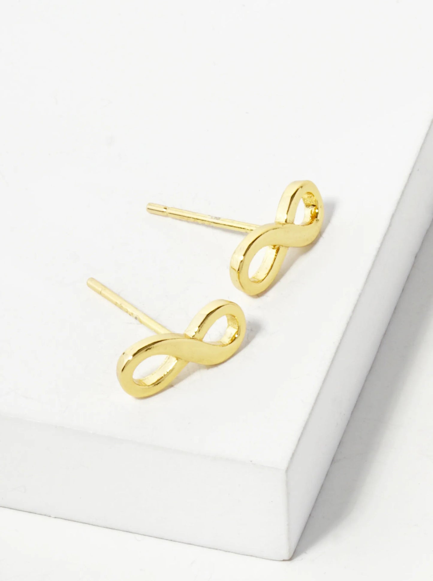 18K Gold Dipped 4mm Brass Infinity Symbol Sterling Silver Post Stud Earrings