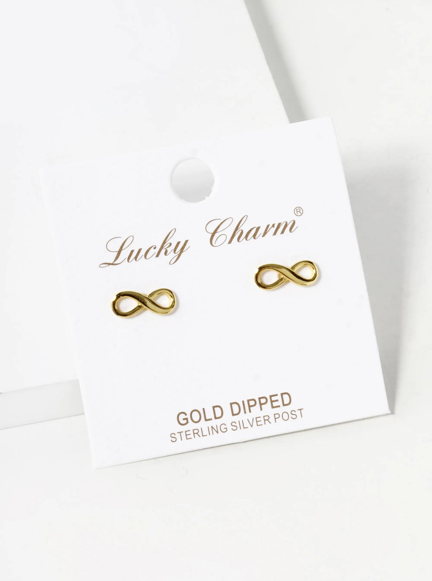 18K Gold Dipped 4mm Brass Infinity Symbol Sterling Silver Post Stud Earrings