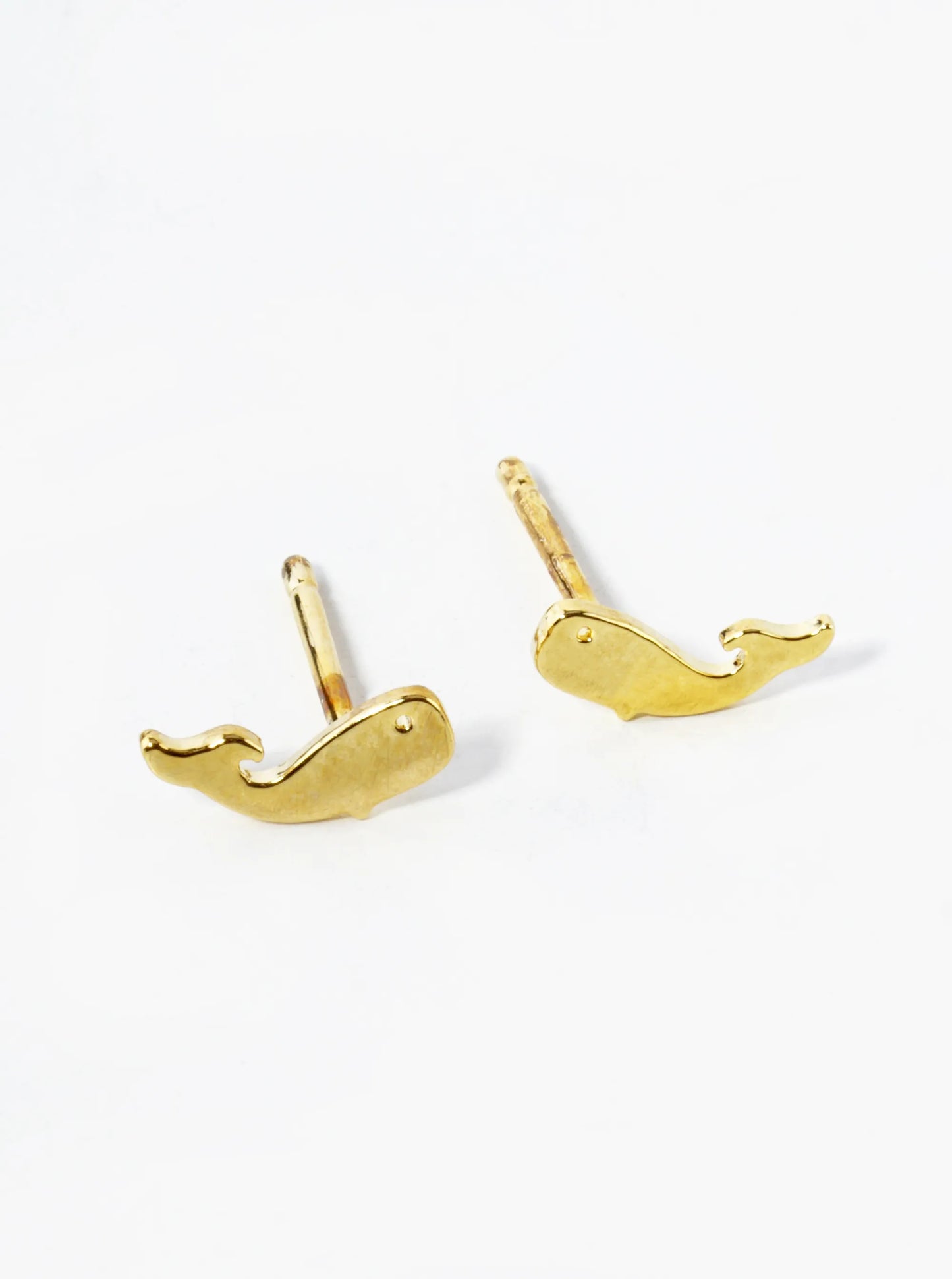 18K Gold Dipped 4mm Dainty Flat Whale Stud Earrings
