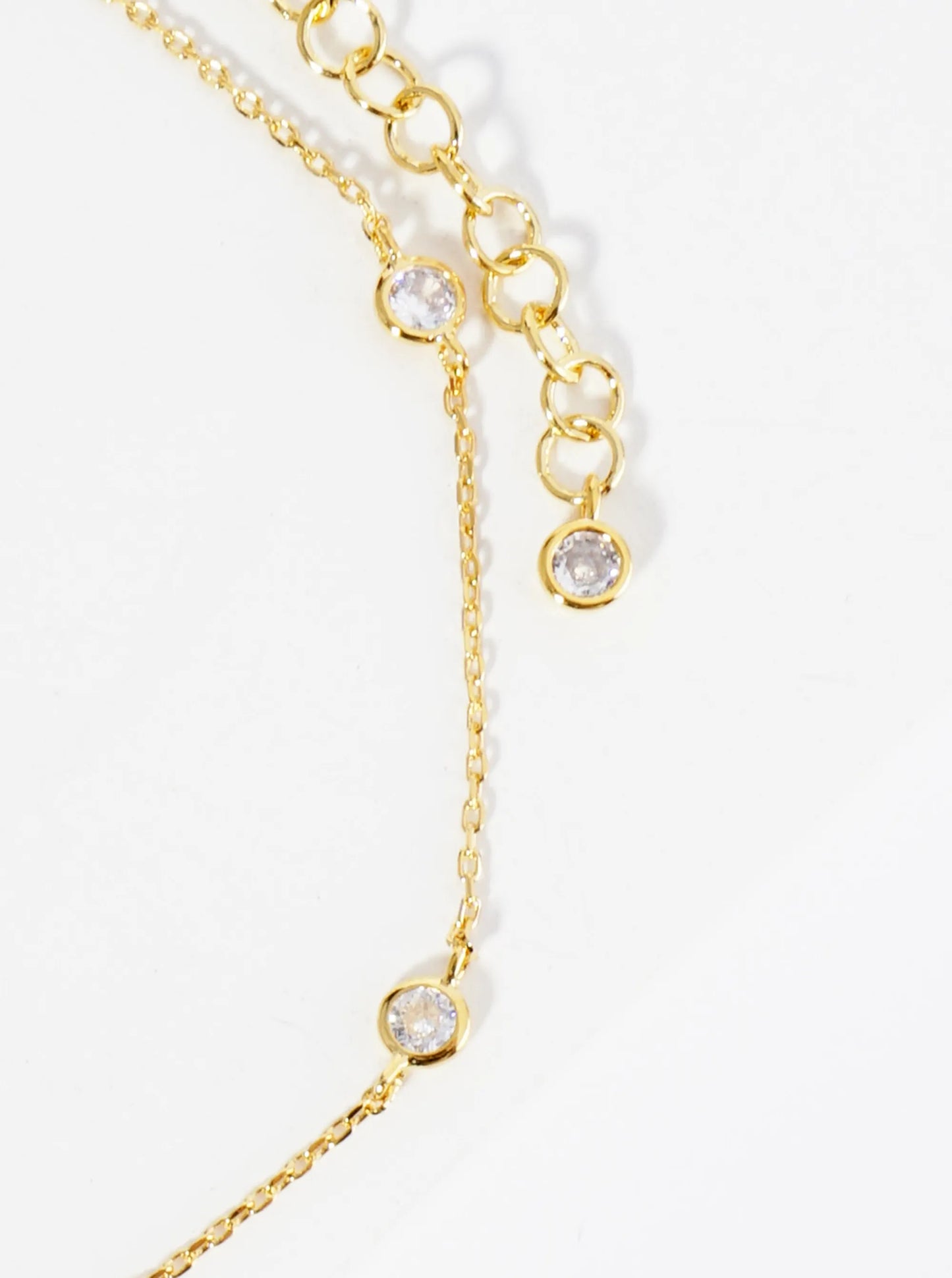 18K Gold Dipped 4mm Five Bezel Set Cubic Zirconia Stone Brass Chain Anklet