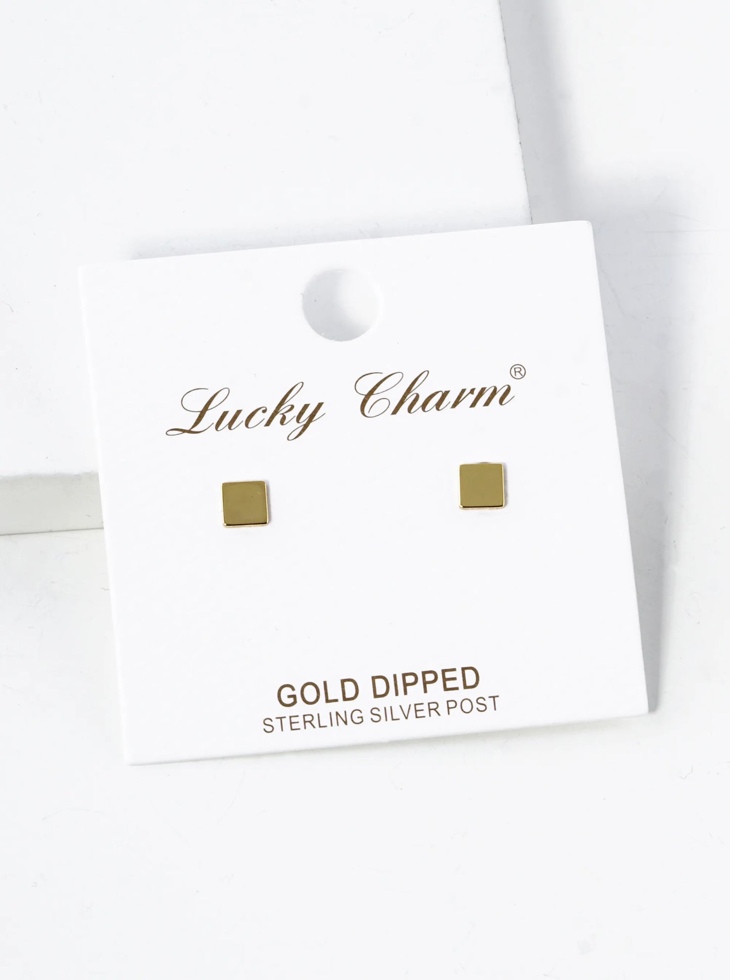 18K Gold Dipped 4mm Flat Square Stud Earrings
