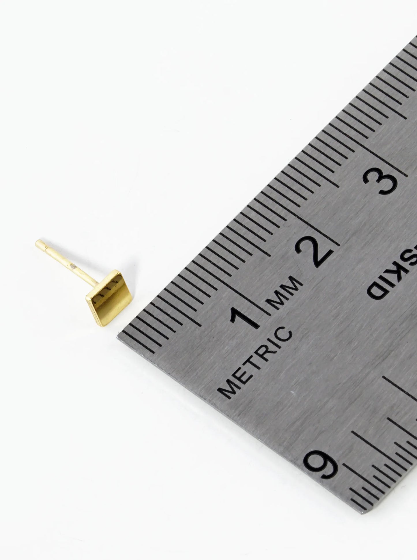 18K Gold Dipped 4mm Flat Square Stud Earrings