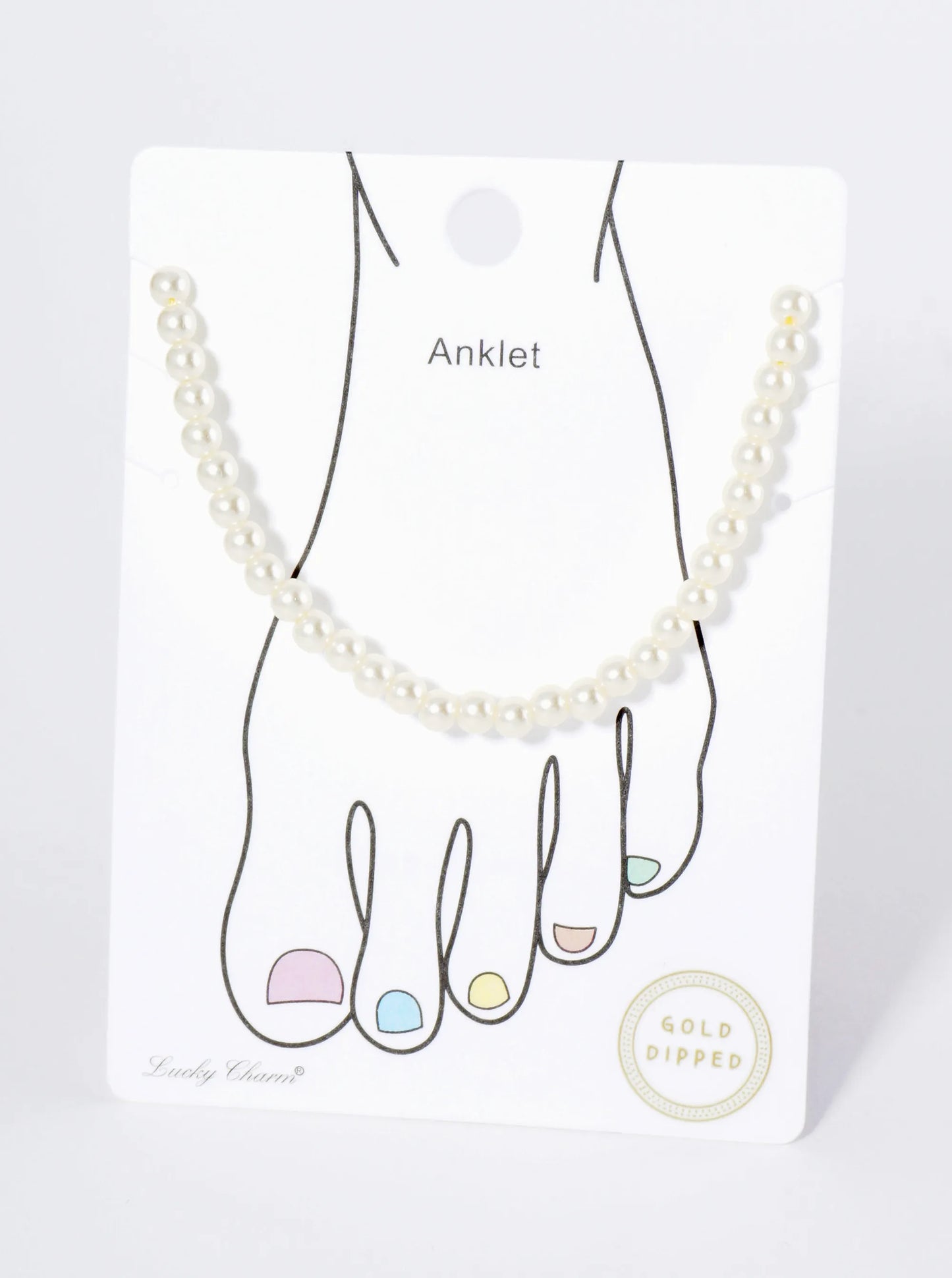 18K Gold Dipped 4mm Glass Pearl Anklet