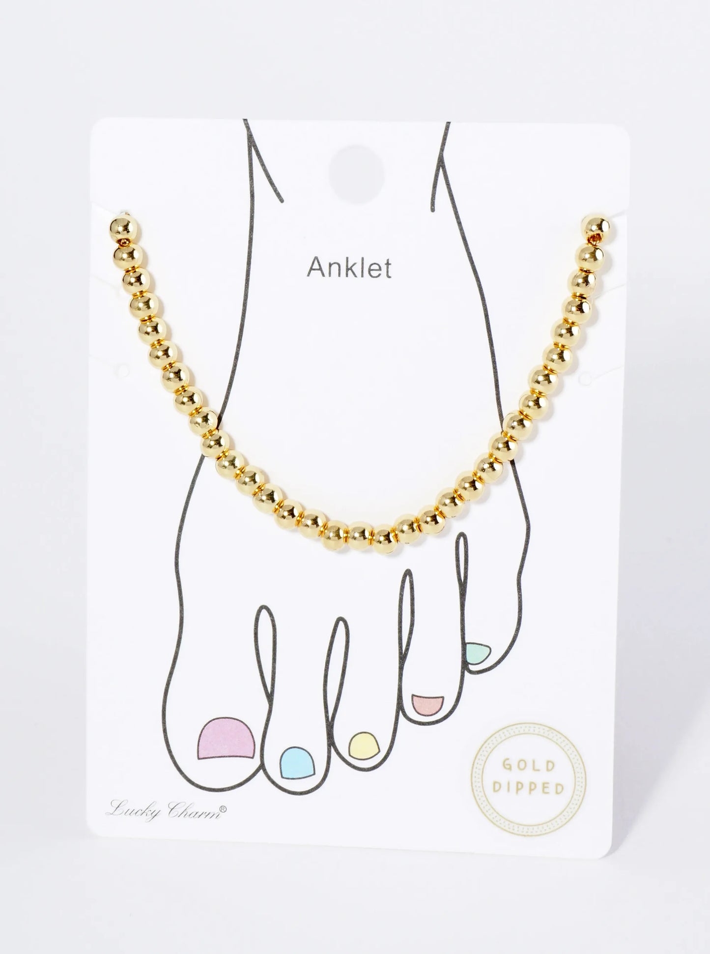 18K Gold Dipped 4mm Metallic Ball Beaded Brass Chain Anklet