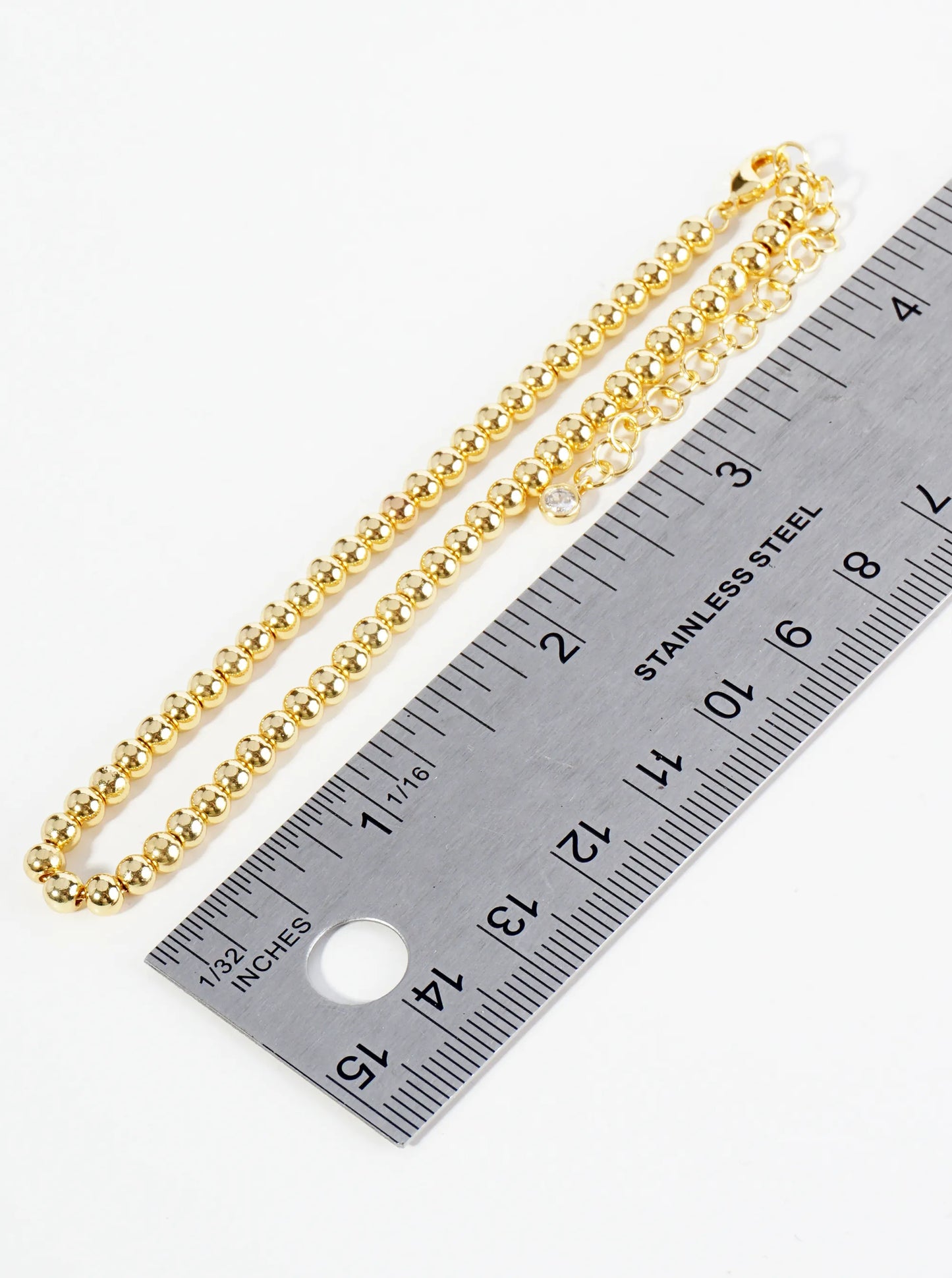 18K Gold Dipped 4mm Metallic Ball Beaded Brass Chain Anklet