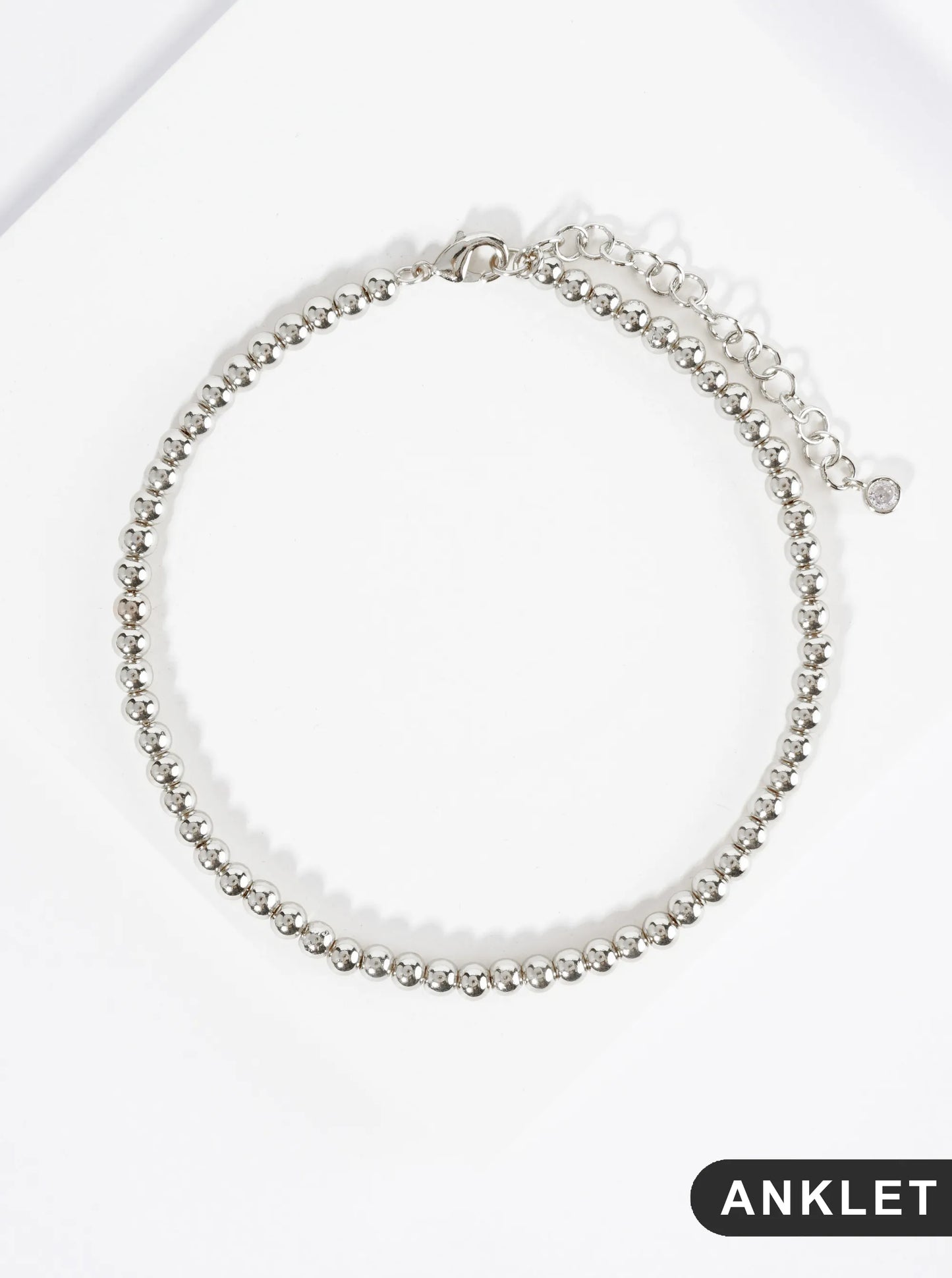 18K Gold Dipped 4mm Metallic Ball Beaded Brass Chain Anklet