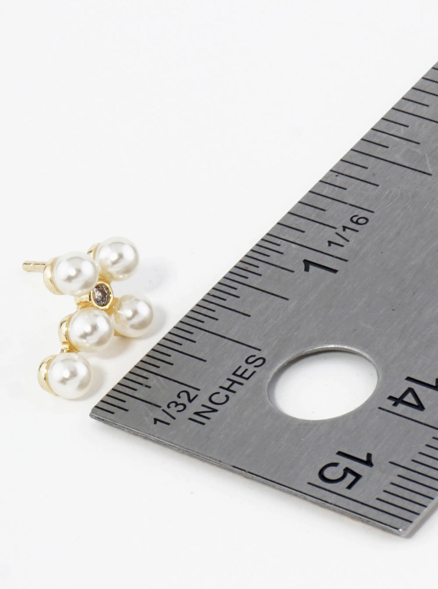 18K Gold Dipped 4mm Pearl Beaded Cross Stud Earrings