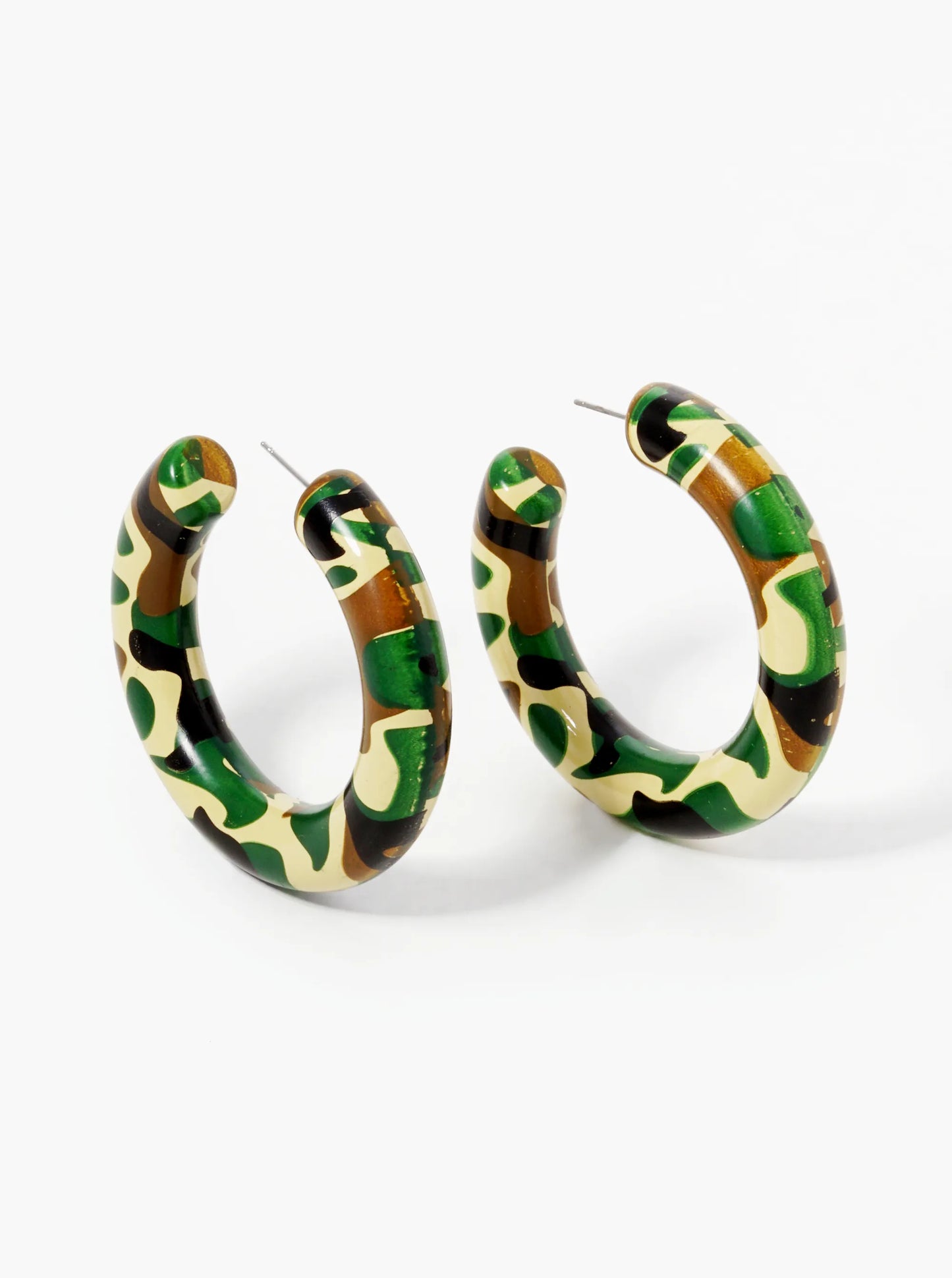 18K Gold Dipped 50mm Hollow Camouflage Hoop Earrings
