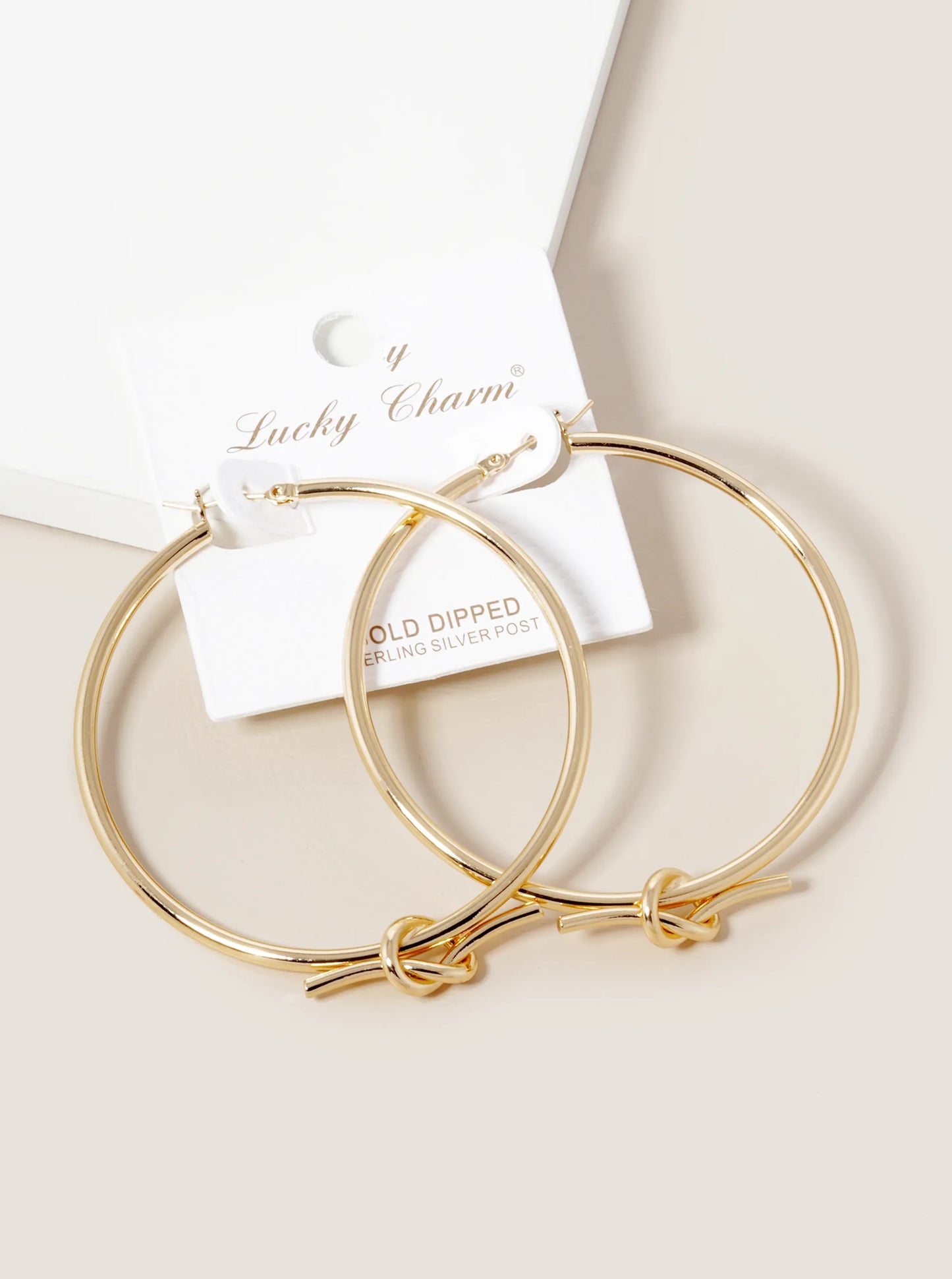 18K Gold Dipped 55mm Love Knot Hoop Earrings