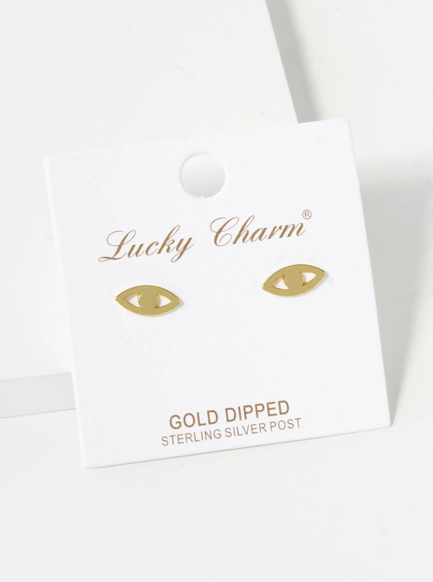 18K Gold Dipped 5mm Brass Evil Eye Sterling Silver Post Stud Earrings