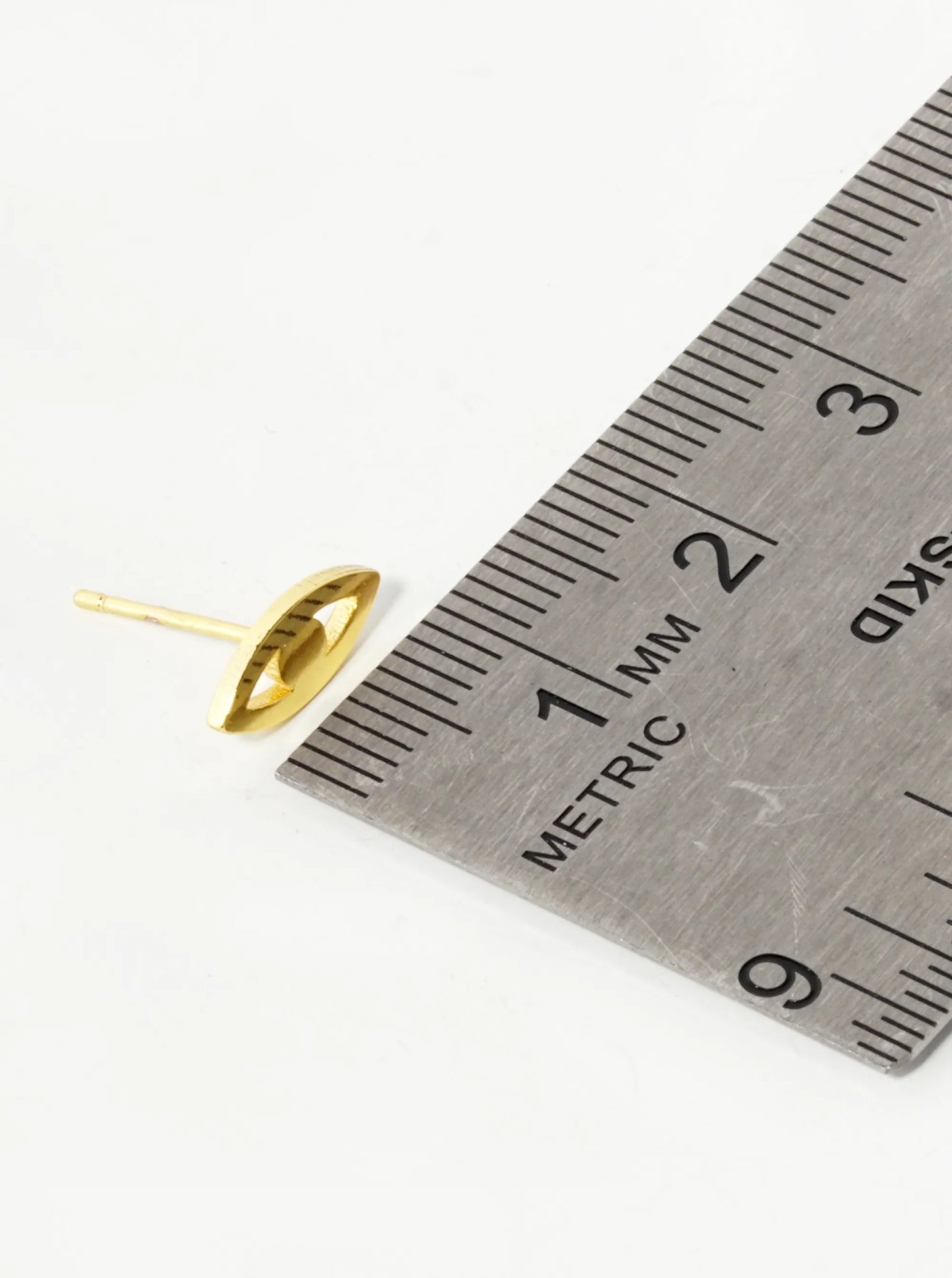 18K Gold Dipped 5mm Brass Evil Eye Sterling Silver Post Stud Earrings