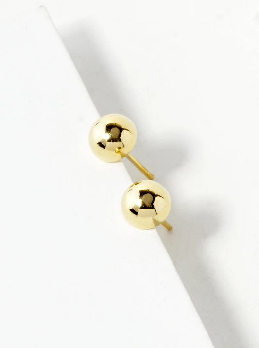 18K Gold Dipped 5mm Brass Half Ball Sterling Silver Post Stud Earrings