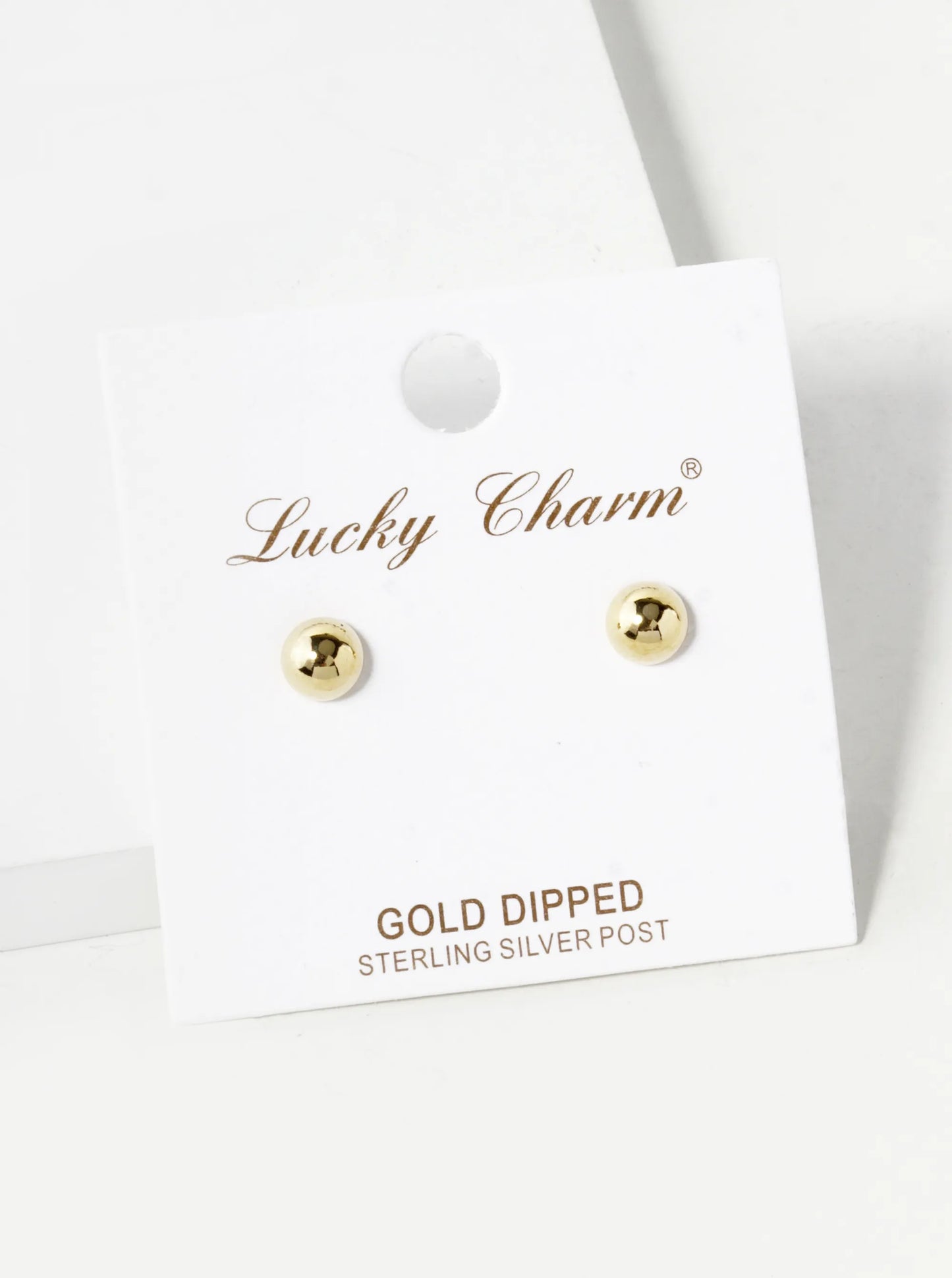 18K Gold Dipped 5mm Brass Half Ball Sterling Silver Post Stud Earrings