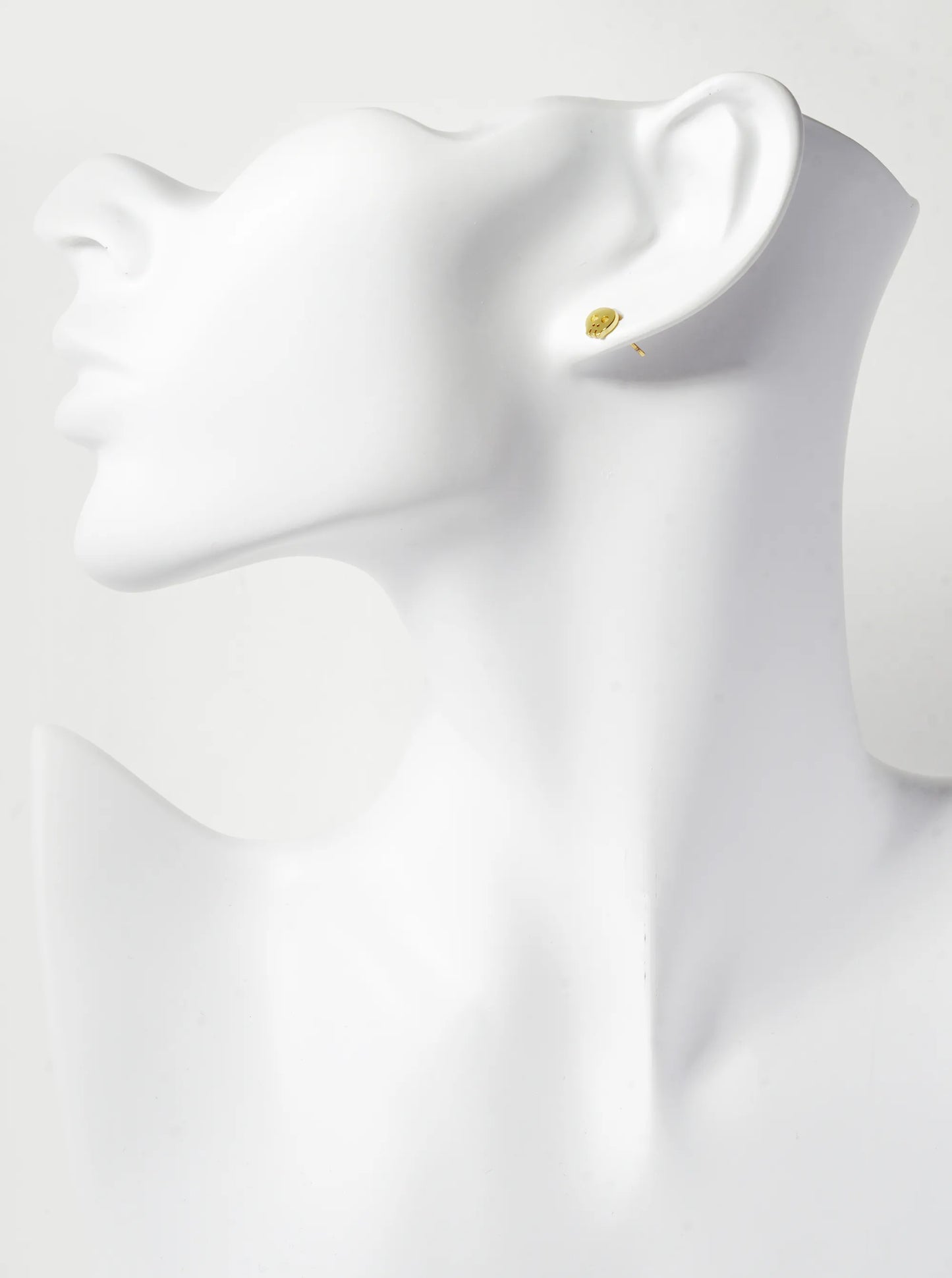 18K Gold Dipped 5mm Tiny Brass Skull Sterling Silver Post Stud Earrings