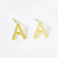 18K Gold Dipped 6mm Brass Initial Stud Earrings