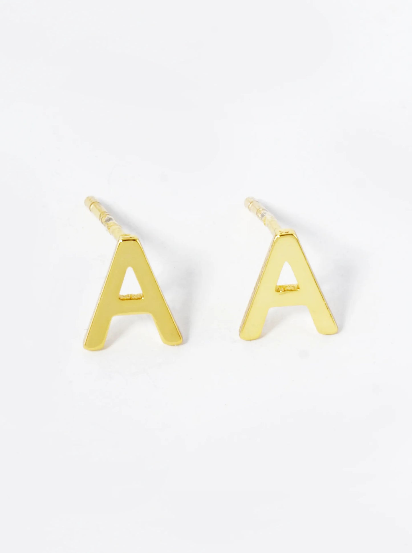 18K Gold Dipped 6mm Brass Initial Stud Earrings