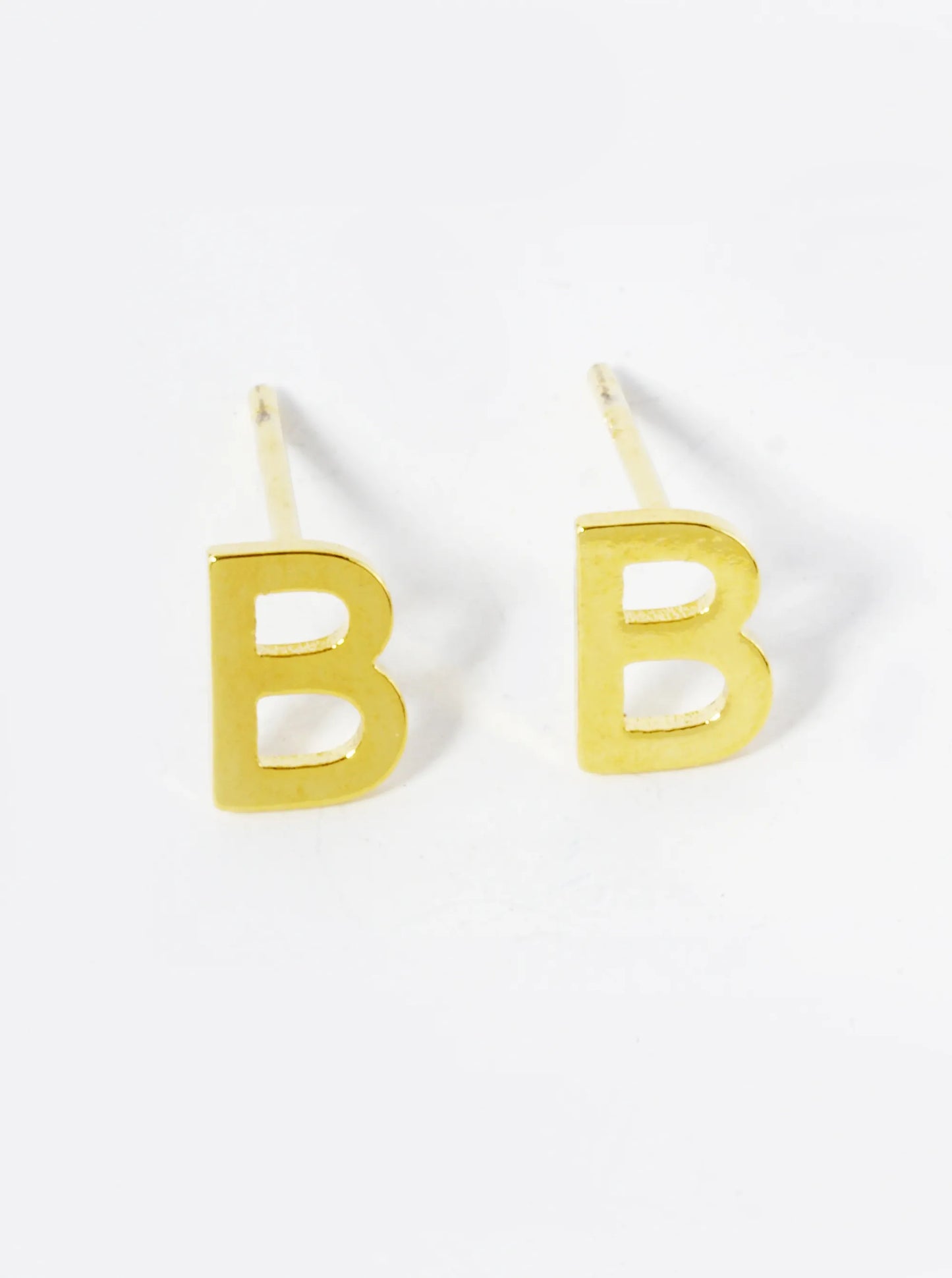 18K Gold Dipped 6mm Brass Initial Stud Earrings