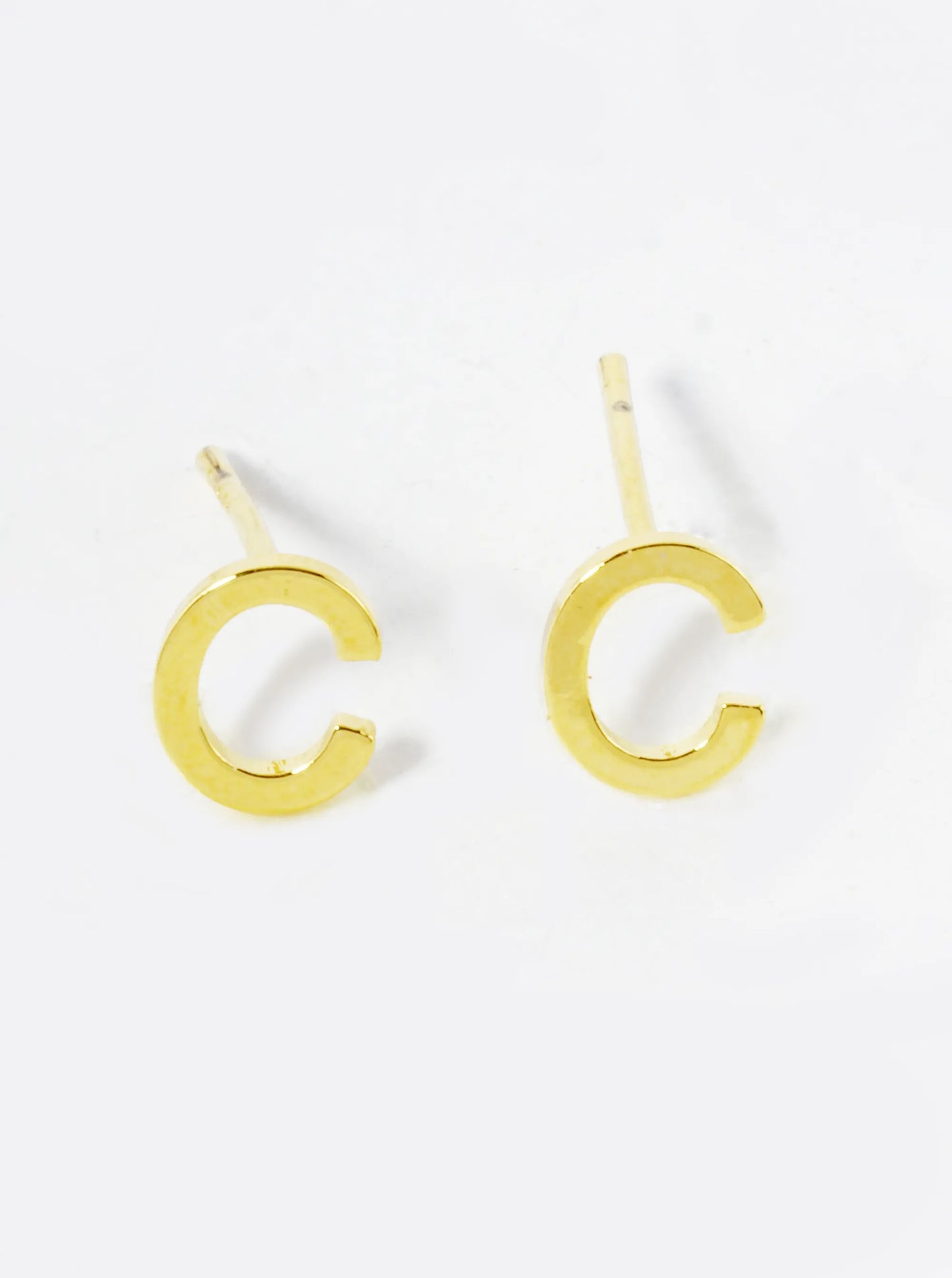 18K Gold Dipped 6mm Brass Initial Stud Earrings