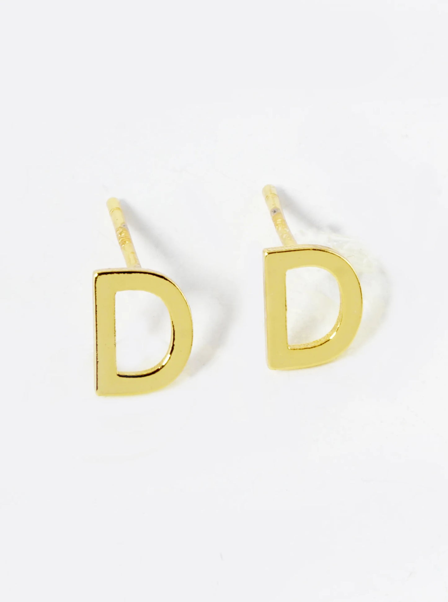 18K Gold Dipped 6mm Brass Initial Stud Earrings