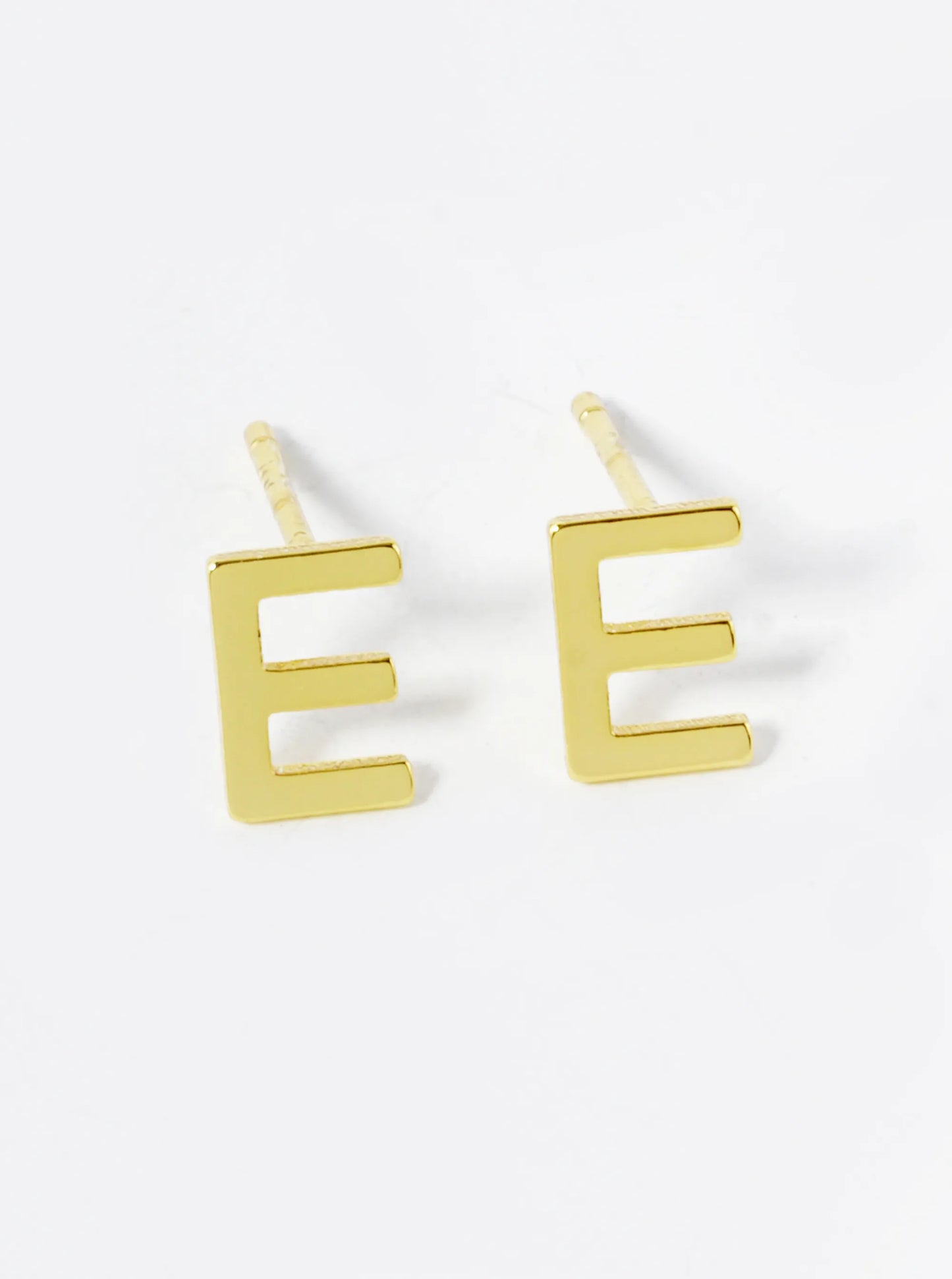 18K Gold Dipped 6mm Brass Initial Stud Earrings