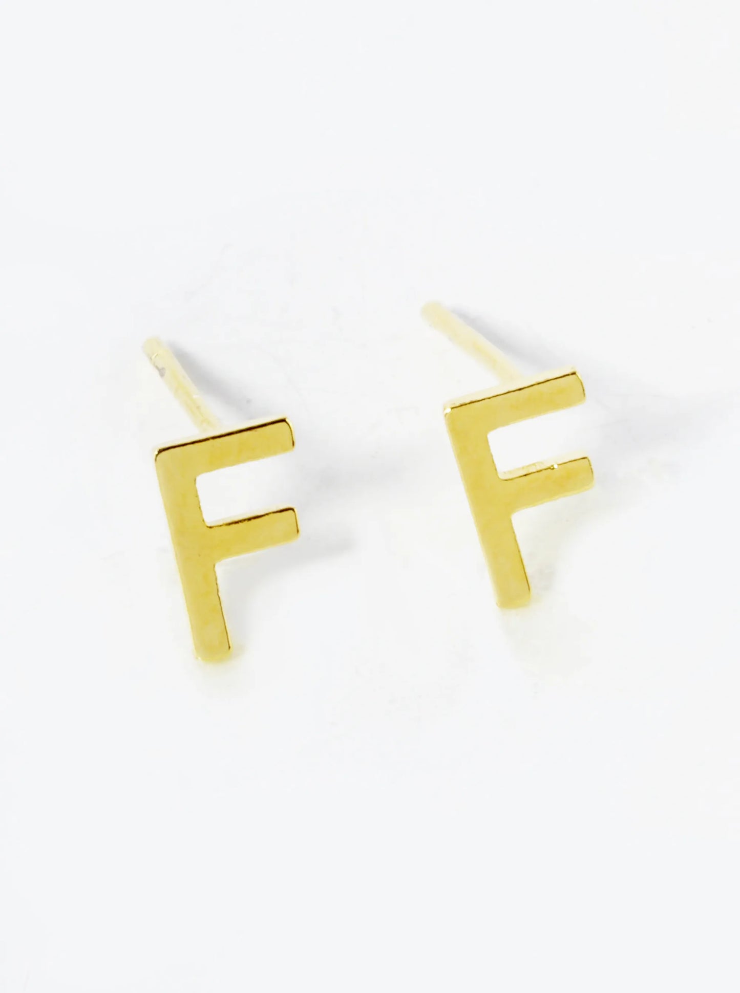18K Gold Dipped 6mm Brass Initial Stud Earrings