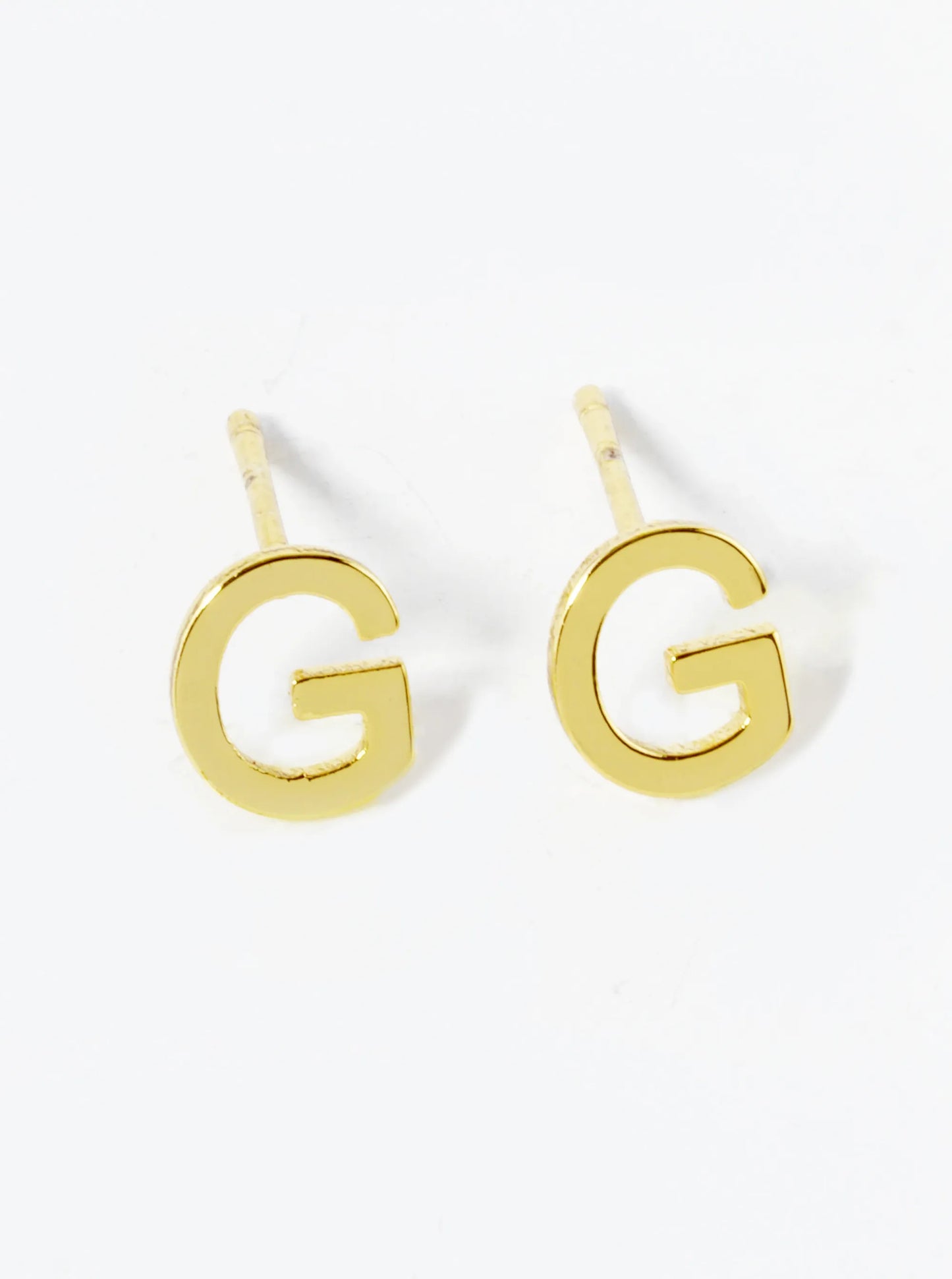 18K Gold Dipped 6mm Brass Initial Stud Earrings