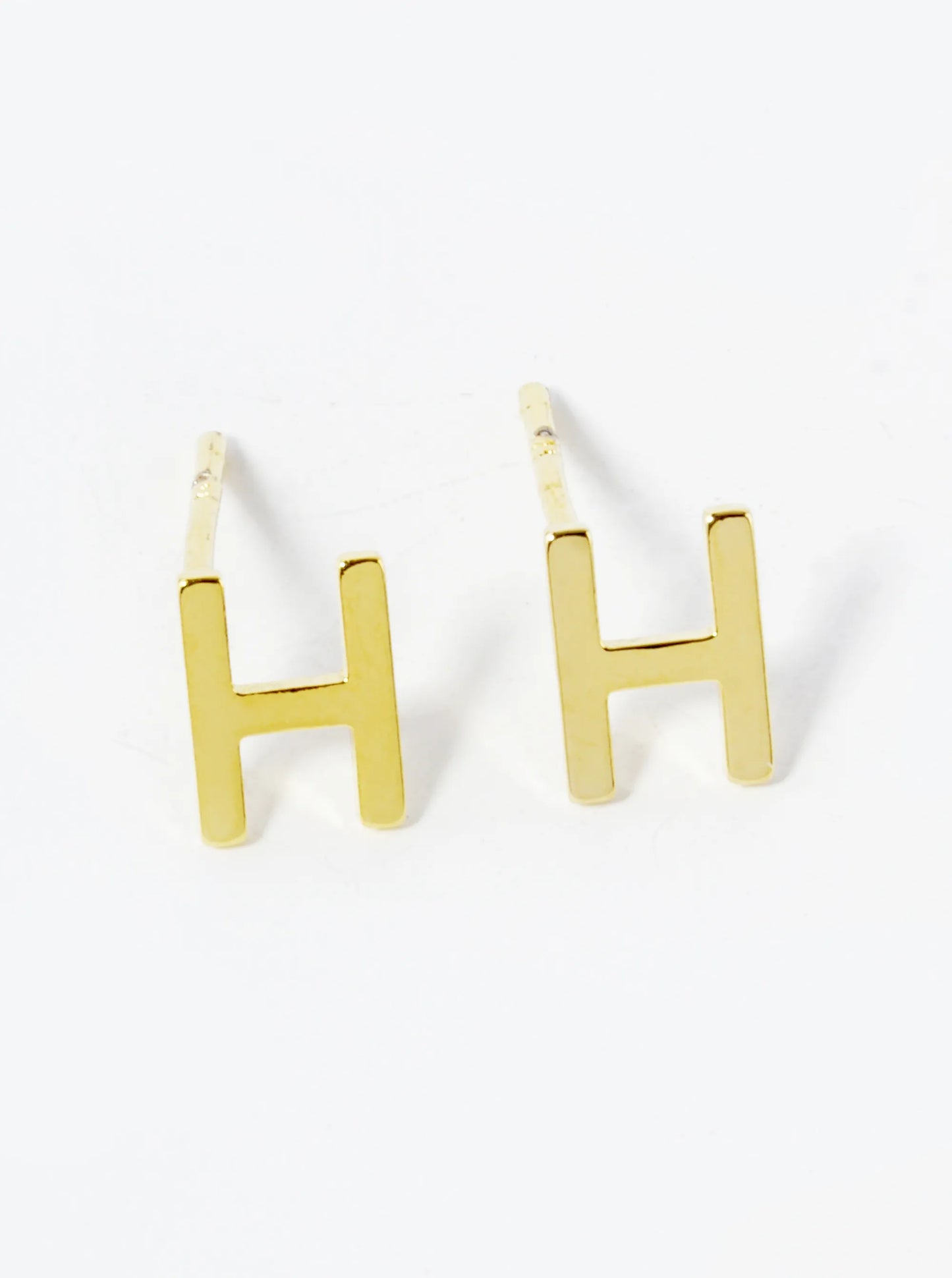 18K Gold Dipped 6mm Brass Initial Stud Earrings