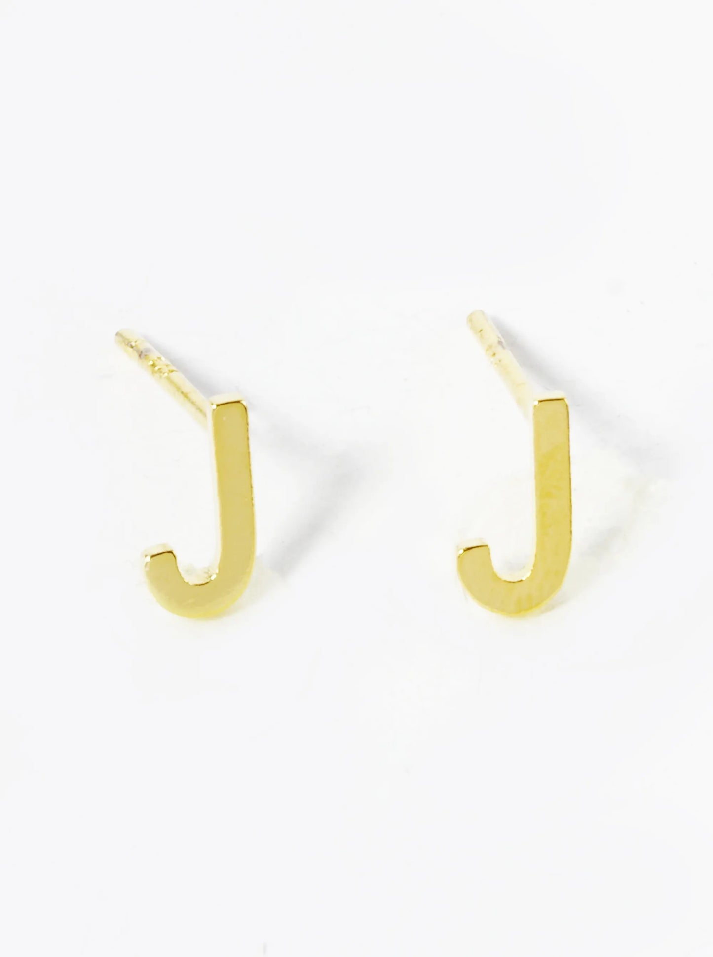 18K Gold Dipped 6mm Brass Initial Stud Earrings