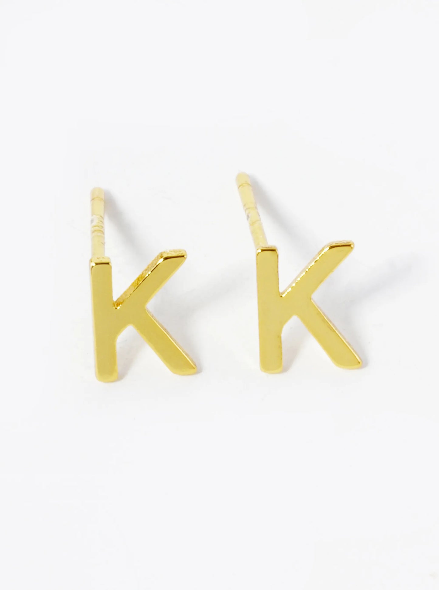 18K Gold Dipped 6mm Brass Initial Stud Earrings