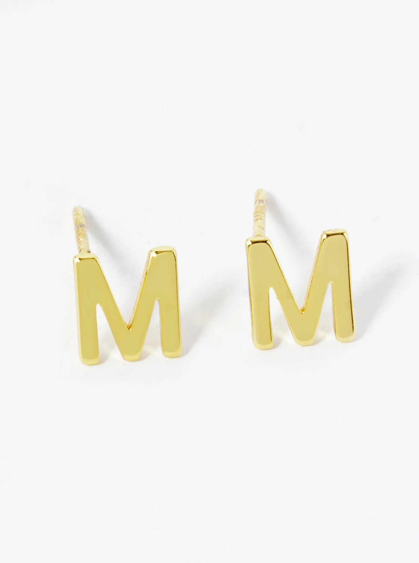 18K Gold Dipped 6mm Brass Initial Stud Earrings
