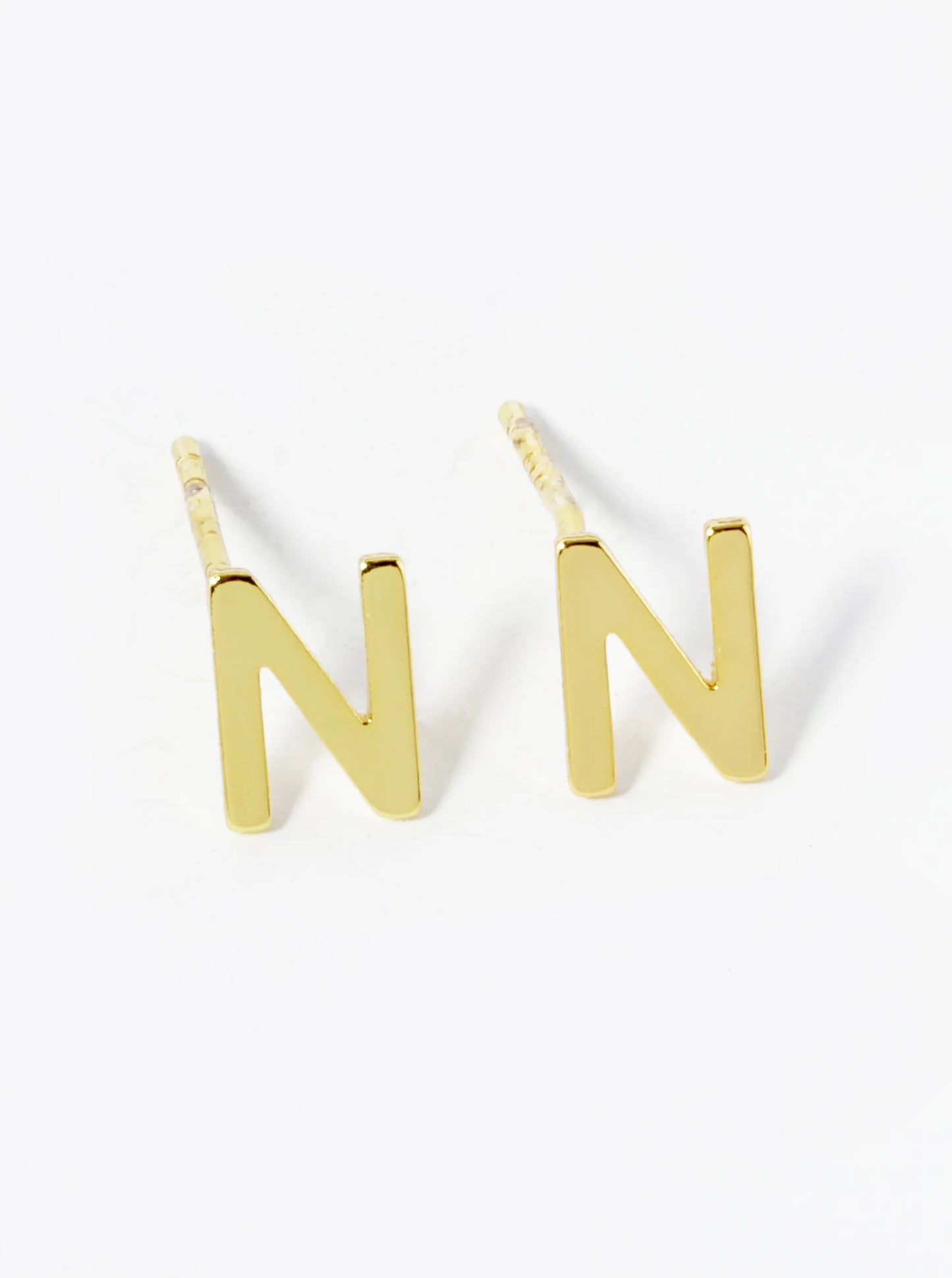18K Gold Dipped 6mm Brass Initial Stud Earrings